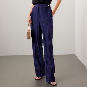 Sydney Trouser by CÂLLAS Pleated Blue Satin Pants, Size IT 36, US 0